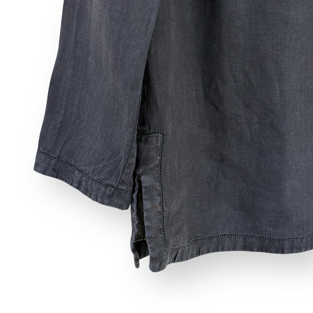 Michael Kors Black 100% Linen Tunic 10 Popover Blouse Made in Italy Quiet Luxury - Picture 3 of 9